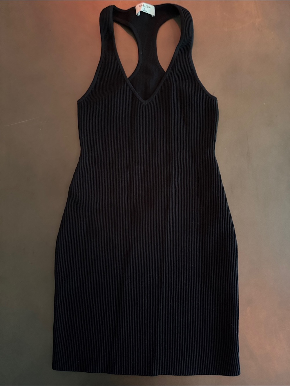 Babaton Black Ribbed Racerback Mini Dress